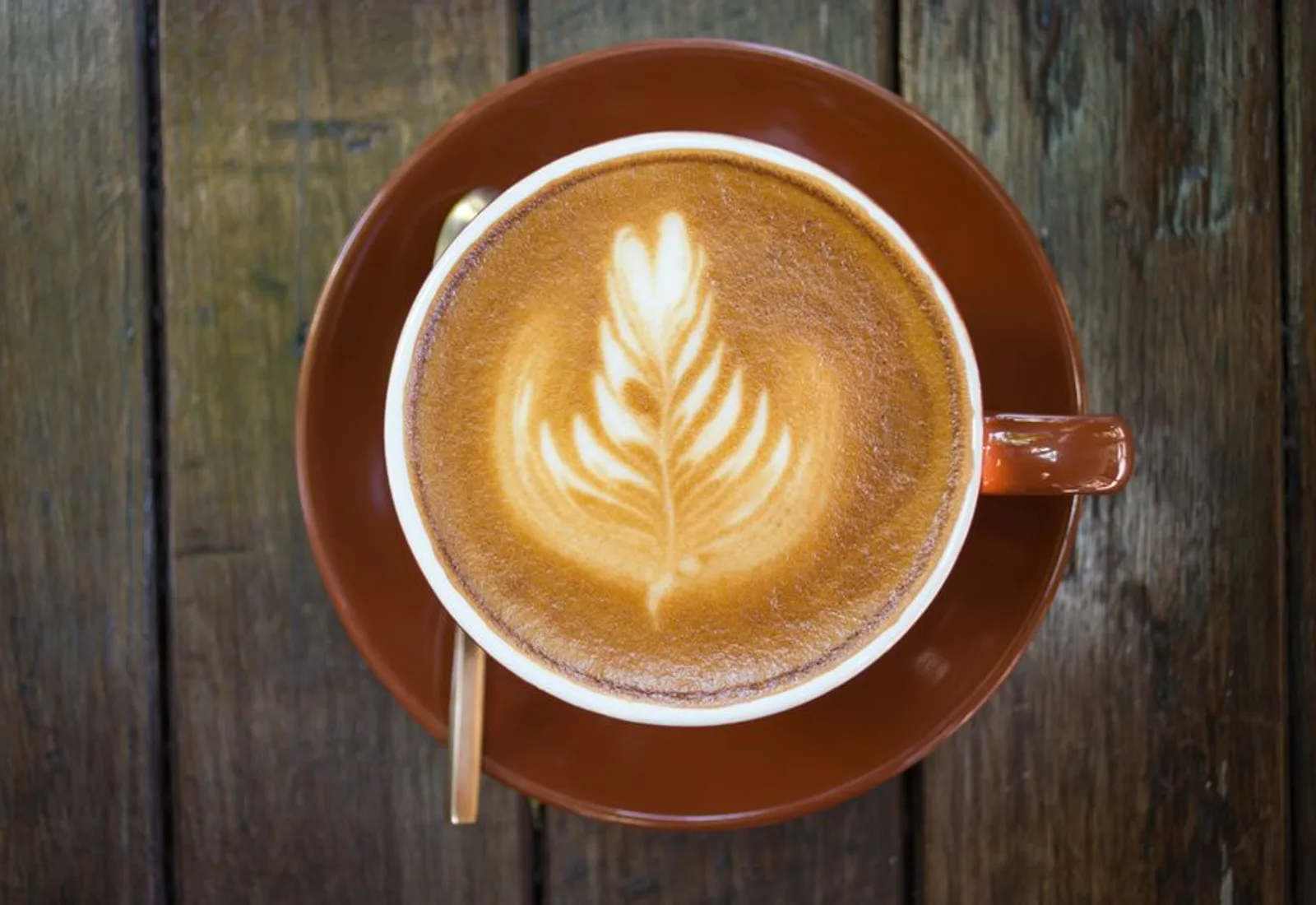 A rosetta poured into a warm ceramic cup